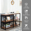3-Tier Console Table Rustic Wooden Sofa Side Table Hall Desk W/ Storage Shelves