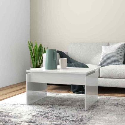 Living Room Chic Coffee Table High Gloss White 68x50x38 cm Chipboard Furniture