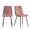2 Pcs Pink Velvet Dining Chairs Metal Leg Padded Seat Kitchen Dining Room Chairs