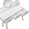 White Dressing Table Makeup Desk LED lights Round Mirror with Stool Vanity Set