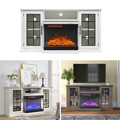 Electric Fireplace Heater Entertainment Console TV Stand Unit 3-Color LED Flame