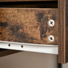 Entryway Console Table Desk with Drawers, Glass Shelf, 3D Wood Grain