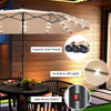 4.6m Double-Sided Parasol with Base Solar LED Lights and Crank Handle Outdoor