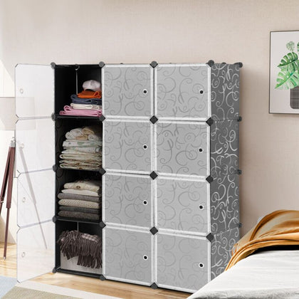 12-Cube Storage Organizer Portable Plastic Modular Shoe Shelves DIY Cube Closet