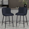 Pair of Barstools Velvet Bar Chair Blue Black Grey Padded Chair Kitchen Modern