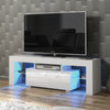 TV Unit 130cm Modern Cabinet White High Gloss Doors With Free LED