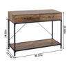 Wooden Console Side Table W/2 Drawer&Open Shelf Entry Hallway Furniture Storage