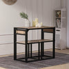 Modern Dining Table and 2 Chairs Set WoodTop Black Metal Frame Kitchen SpaceSave