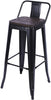 4pcs Metal Bar Stools,30 Inch Black Modern Kitchen Breakfast Chair w/Wooden Seat