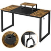 Wooden Computer Desk Study Desk Home Office Table with Movable Monitor Stand