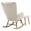 Rocker Chair Teddy Fabric Armchair Lazy Relaxing Rocking Chair with Stool QS