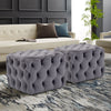 Chesterfield Button Plush Velvet Round/Square Pouffe Footstool Coffee Table Grey