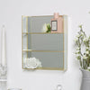 Gold Glass Mirror Shelving Shelf Display Storage Unit Wall Mounted Home Decor