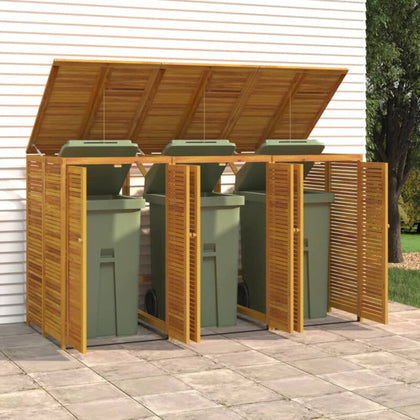 Triple Garbage Bin Shed 210x89x117 Solid Wood Acacia B3O8