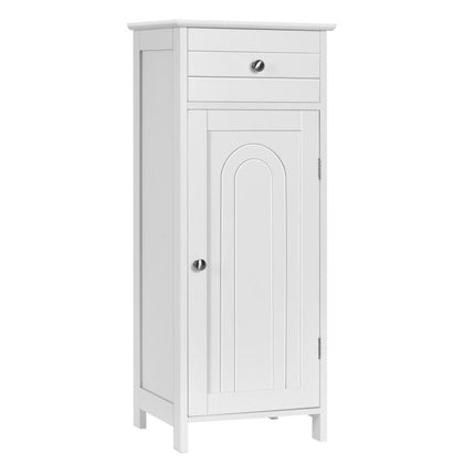 Bathroom Storage Cabinet Floor Standing Wooden Cupboard w/ Single Door & Drawer