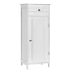 Bathroom Storage Cabinet Floor Standing Wooden Cupboard w/ Single Door & Drawer