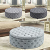 75cm Large Round Fabric Linen Chesterfield Footstool Pouffe Ottoman Coffee Table