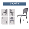 Velvet Dining Chairs 4pcs Grey Stackable Fabric Seat Metal Leg Home Office Chair