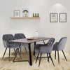 150cm Wooden Dining Table and 4 Velvet Chairs Set Padded Seat Home Kitchen Grey