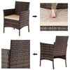4PCS Brown Rattan Garden Furniture Set Patio Outdoor Sofa Table Chairs Set Home