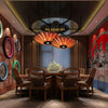 Retro Chandelier Ceiling Light Vintage Wood Woven Ceiling Lamp Dining Table Hang