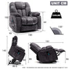Electric Power Massage Lift Cinema Recliner Velvet Riser Heated Chair Sofa Grey