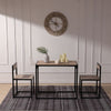 3 Piece Compact Dining Table & 2 Chairs Set Wooden Metal Legs Kitchen Bistro Set