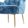 Blue Crushed Velvet Tub Armchair Wingback Sofa Accent Chairs With Golden Legs UK