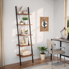 Ladder Shelf, 5-Tier Leaning Bookshelf, Stable Wall Shelf, Industrial for