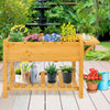 8 Grids Wooden Raised Garden Bed Elevated Planter Kit W/ Folding Lateral Shelf