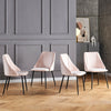 Set of 2 Pink Velvet Dining Chairs Kitchen Dinning Room Metal Leg Padded Modern