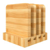 Bamboo Coasters Set of 4 Natural Wood Square Drink
