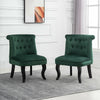 2x Accent Dining Chairs Occiaonal Chair Velvet Green Dining Room Bedroom Wooden