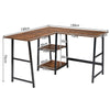Computer Corner Desk L-Shaped Gaming Studying Table w/Metal Support & Wide Top