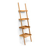 Bamboo Ladder Bookshelf 4 Shelves Wall Bookcase Wooden Storage Shelf