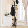 Metal Coat Stand Rack Free Standing Hall Tree Coat Hanger with Umbrella Holder