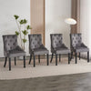 Set of 2 Dark Grey Velvet Dining Chairs Tufted High Back for Dining Room Kitchen