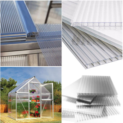 6/14pcs Clear Polycarbonate Sheets Garden Greenhouse Shed Glazing Panels 4mm