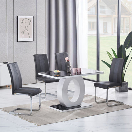 4X Faux Leather Dining Chairs PU Padded Dining Room Kitchen Chair Set Family