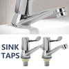 1 Pair Lever Basin Sink Taps Pillar Disabled 1/4 Turn Chrome Pair 1/2" Hot &Cold