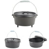 4.5L Dutch Oven Cooking Pot Cast Iron Outdoor Camping Camp Fire with Handle/Lid
