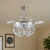 Modern Ceiling Fan Light Retractable Blade Dimmable LED Light Remote Control