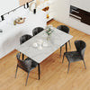 Rectangular Marble Dining Table 4-6 Seaters Black Metal Legs Kitchen Furniture