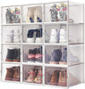 12x Strong Plastic Shoe Storage Boxes Drawer Stackable Foldable Organizer Clear
