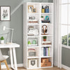 180cm Tall Narrow Bookcase Modern Bookshelf White Wood Slim Storage Shelf Cubes