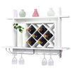 Wall-Mounted Wine Rack Wooden Wine Bottle Holder for 6 Bottles & 6 Wine Glasses