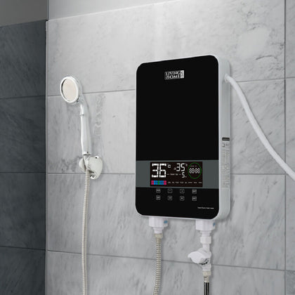 8KW Electric Hot Water Heater Tankless Instant Touch Glass Panel Boiler Shower