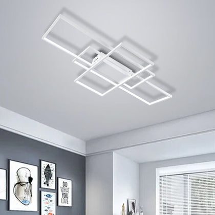 Large White Rectangle Ceiling Light LED Chandelier Lights Living Dining Room