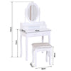 Dressing Table With Drawer Mirror & Stool Set Makeup Desk Vanity Table Bedroom