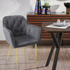 Grey Chair Velvet Dining Chair Upholstered Seat Home Restaurant Tufted Leisure